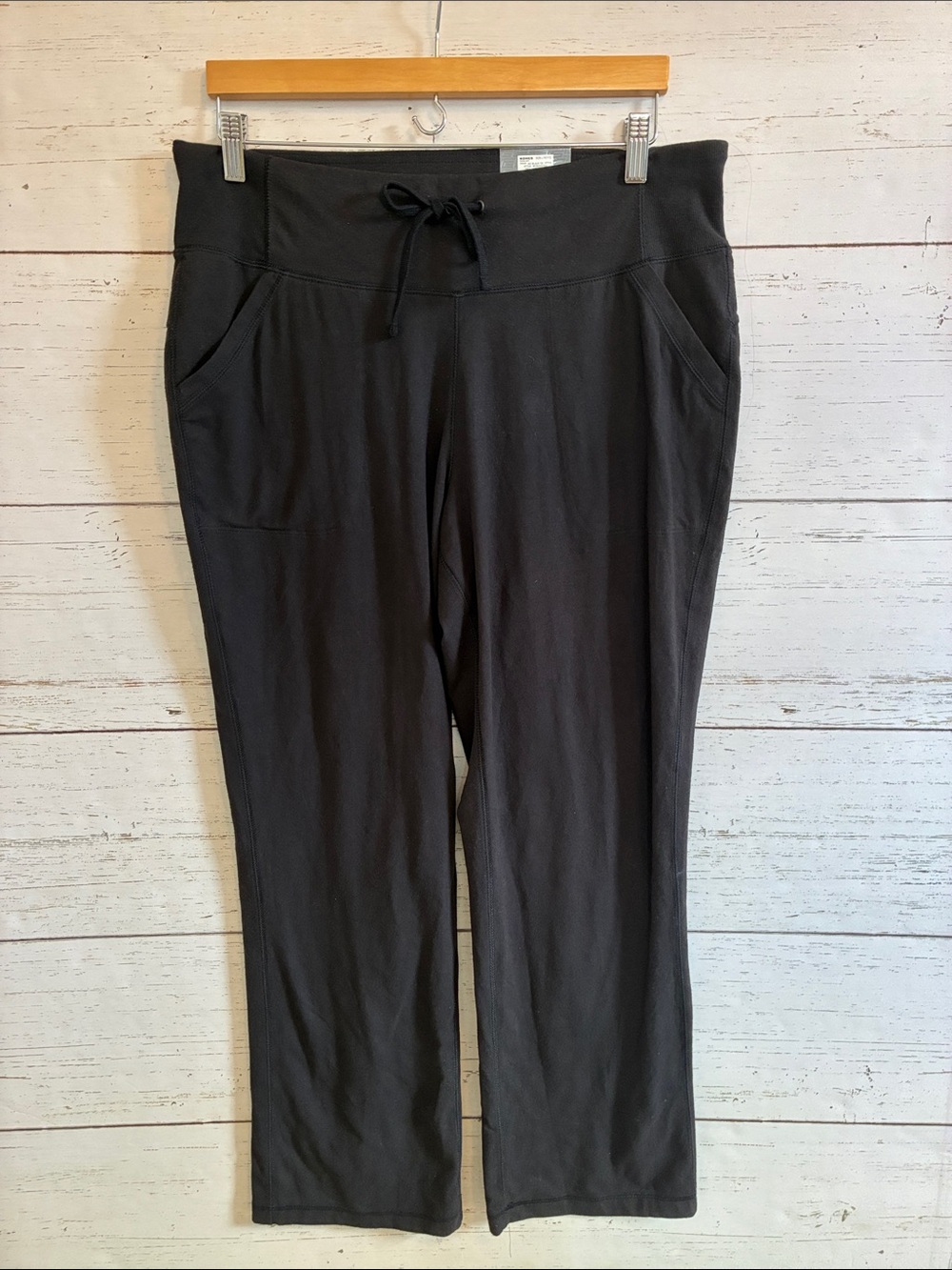 Tek Gear Straight Mid-Rise Drawstring Waist Black Pants, size L Petite, NWT